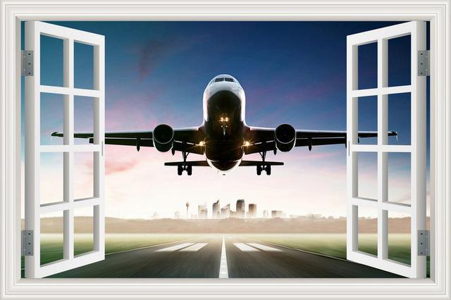 Outstanding Departure with City Scene Behind Printed Wall Stickers