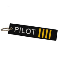 Thumbnail for PILOT (4 Lines) aviation Remove Before Flight key chain, aviation-tag style webbing.