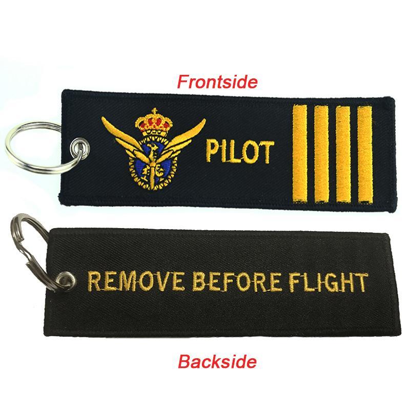 Pilot & Badge & 4 Lines Designed Key Chains