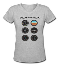 Thumbnail for Pilot's Six Pack Designed Women V-Neck T-Shirts