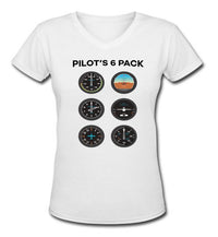 Thumbnail for Pilot's Six Pack Designed Women V-Neck T-Shirts