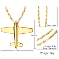 Thumbnail for Customizable Airplane Shape Gold Colour Stainless Steel Necklace