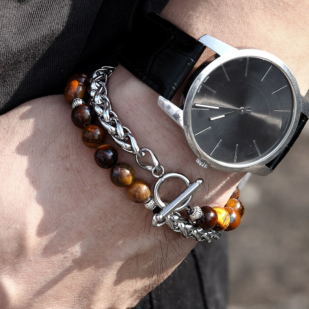 Stainless Steel Lapis Lazul Style Bracelets