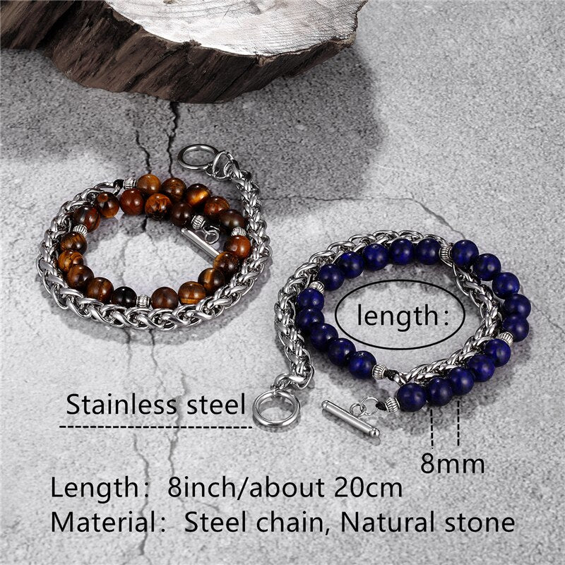 Stainless Steel Lapis Lazul Style Bracelets