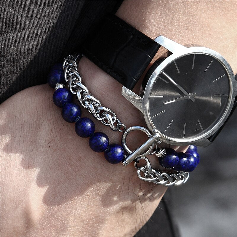 Stainless Steel Lapis Lazul Style Bracelets
