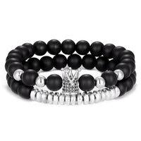 Thumbnail for 2 Pieces Set Natural Stone Imperial Crown Charm Bracelets
