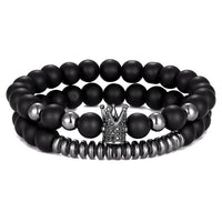 Thumbnail for 2 Pieces Set Natural Stone Imperial Crown Charm Bracelets