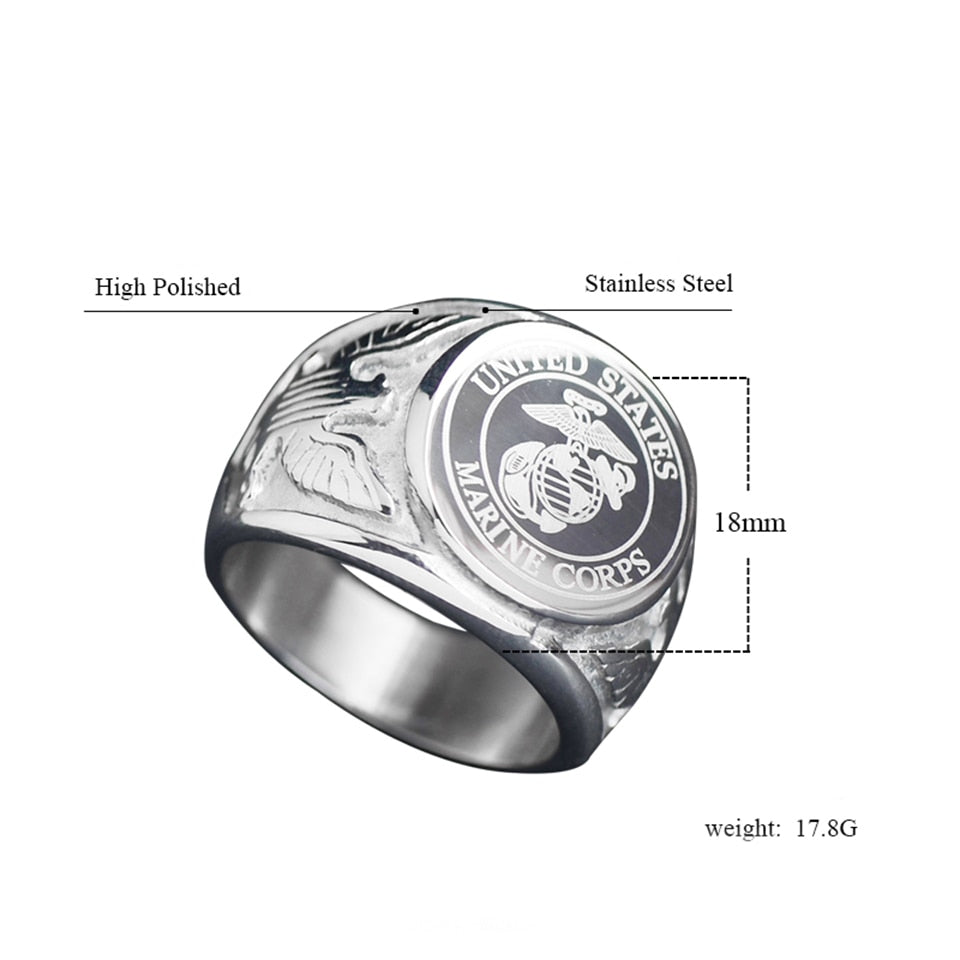 Stainless Steel USA US Air Force Military Rings