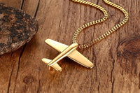 Thumbnail for Customizable Airplane Shape Gold Colour Stainless Steel Necklace