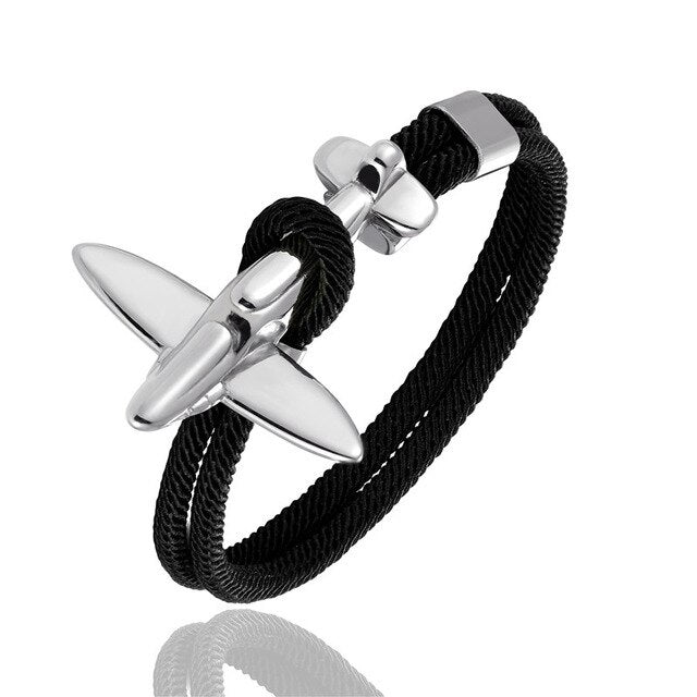 (Edition 2) Small Airplane Designed Rope Leather Bracelets