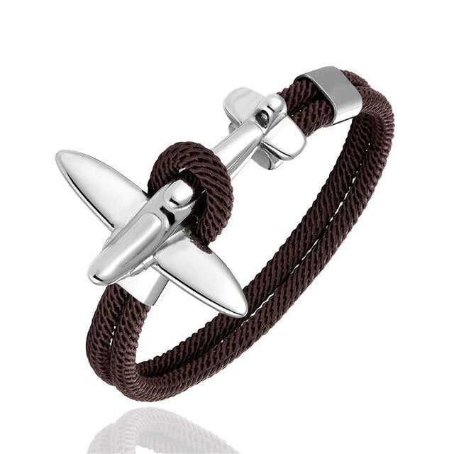 (Edition 2) Small Airplane Designed Rope Leather Bracelets