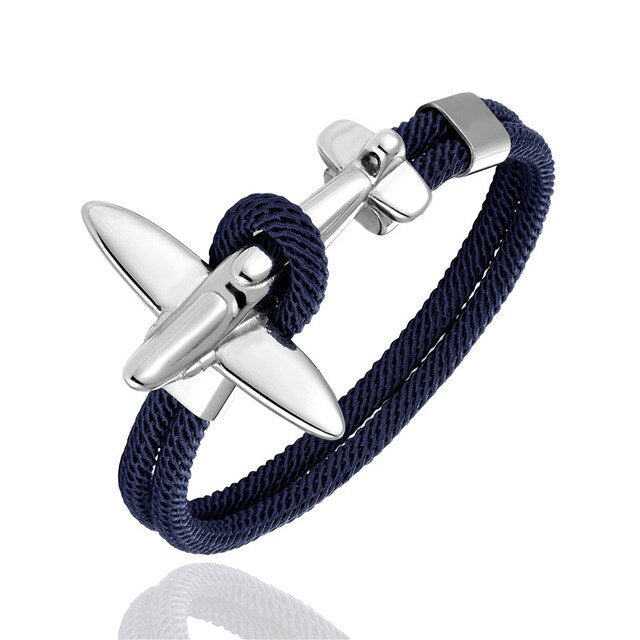 (Edition 2) Small Airplane Designed Rope Leather Bracelets
