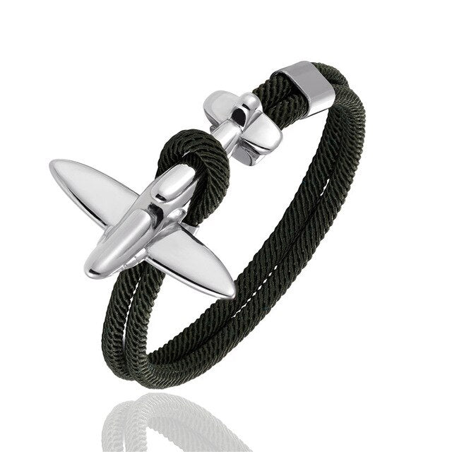 (Edition 2) Small Airplane Designed Rope Leather Bracelets