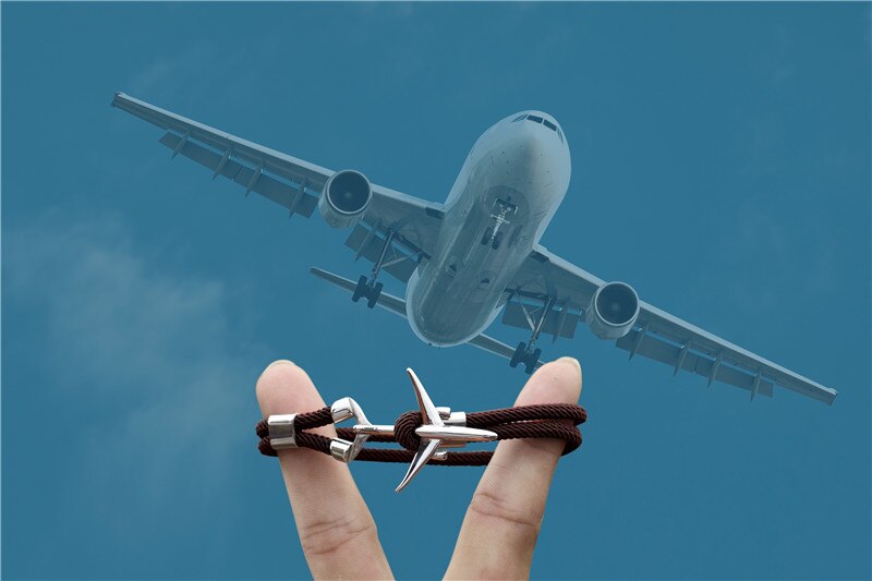 (Edition 2) Boeing 777 Airplane Designed Rope Leather Bracelets