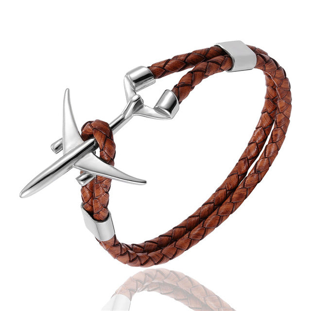 Boeing 777 Airplane Designed Leather Bracelets
