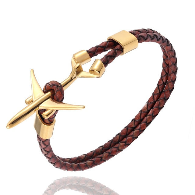 Boeing 777 Airplane Designed Leather Bracelets