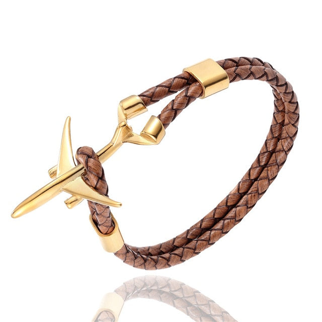 Boeing 777 Airplane Designed Leather Bracelets