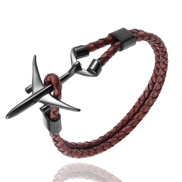 Boeing 777 Airplane Designed Leather Bracelets