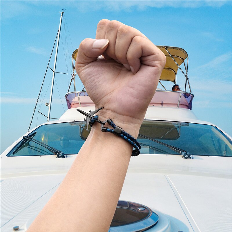 Boeing 777 Airplane Designed Leather Bracelets