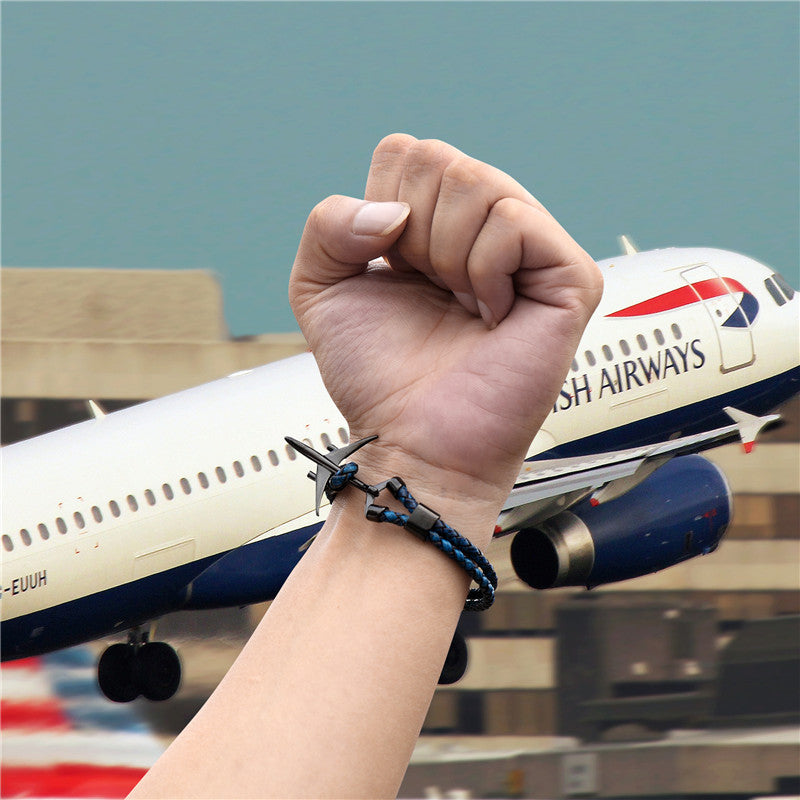 Boeing 777 Airplane Designed Leather Bracelets