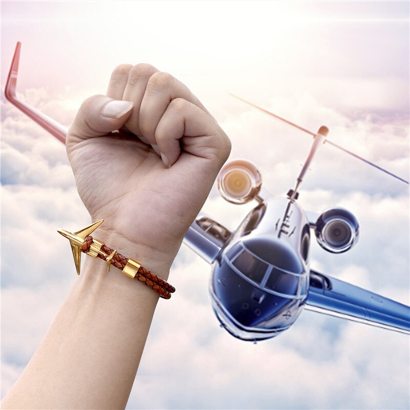Super Cool Airplane Designed Leather Bracelets