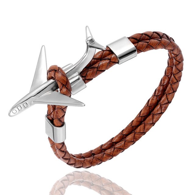 Super Cool Airplane Designed Leather Bracelets