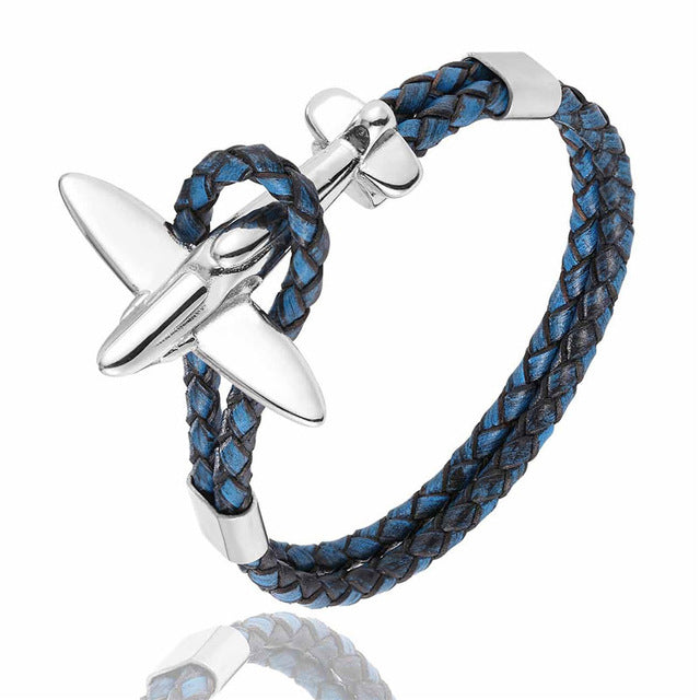 Small Airplane Designed Leather Bracelets