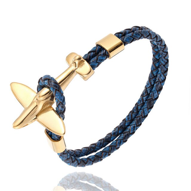 Small Airplane Designed Leather Bracelets