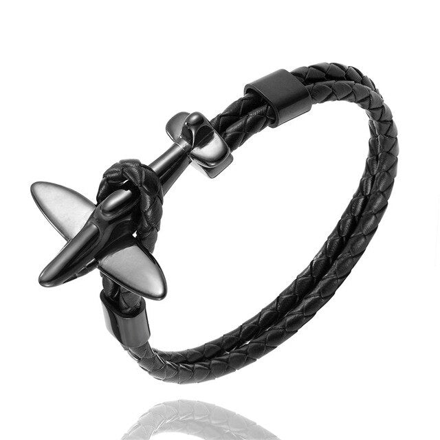 Small Airplane Designed Leather Bracelets