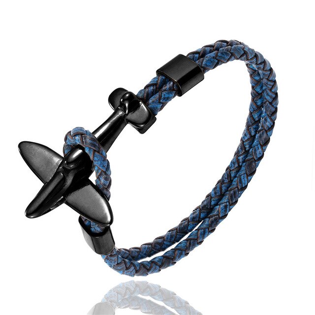 Small Airplane Designed Leather Bracelets