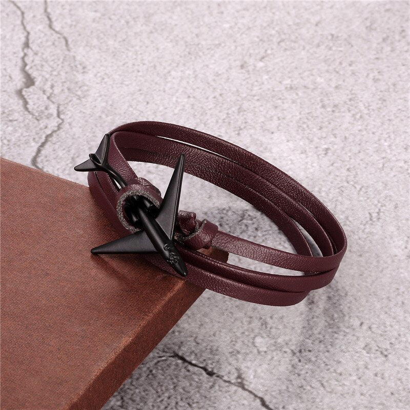 (Edition 3) - Special Leather Rope Designed Airplane Bracelets Black (Adjustable)