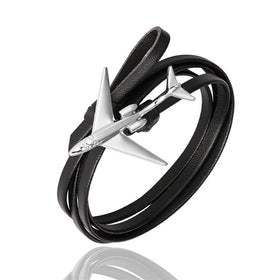 (Edition 3) - Special Leather Rope Airplane Bracelets Silver (Adjustable)