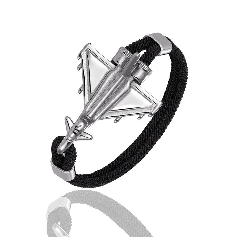 Military Aircraft Designed Leather Rope Bracelets