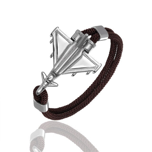 Military Aircraft Designed Leather Rope Bracelets