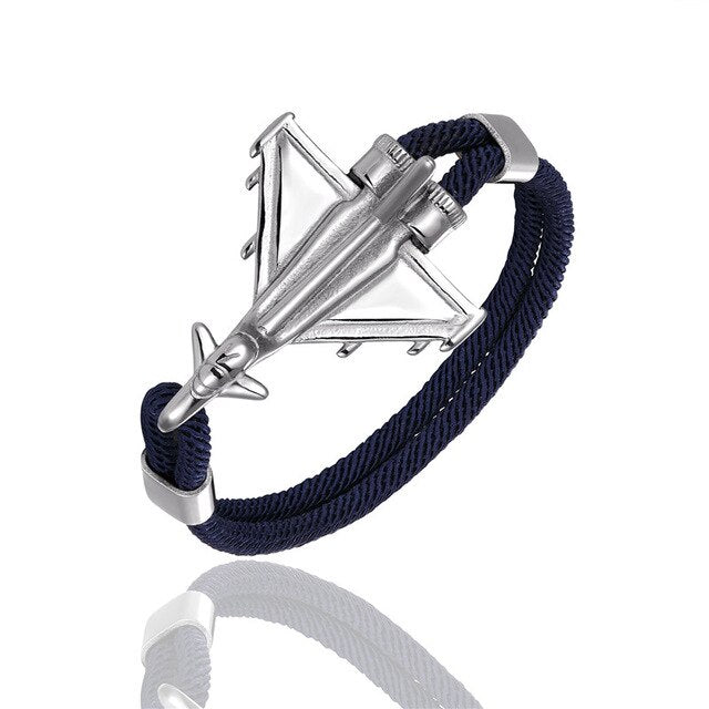 Military Aircraft Designed Leather Rope Bracelets