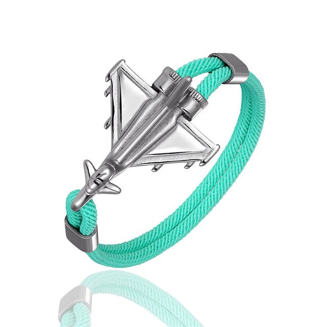 Military Aircraft Designed Leather Rope Bracelets