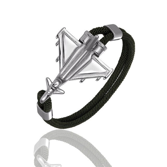 Military Aircraft Designed Leather Rope Bracelets