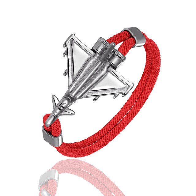 Military Aircraft Designed Leather Rope Bracelets