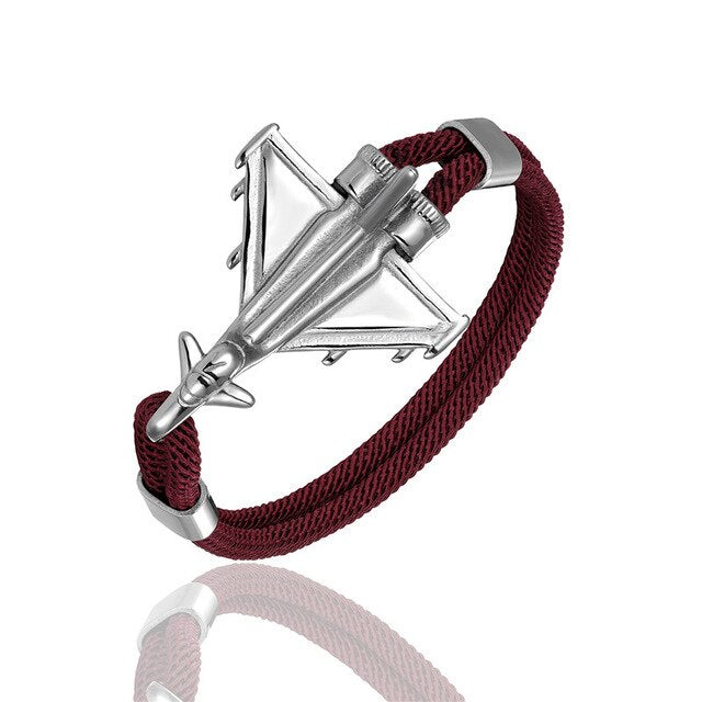 Military Aircraft Designed Leather Rope Bracelets