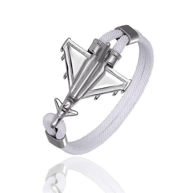 Military Aircraft Designed Leather Rope Bracelets