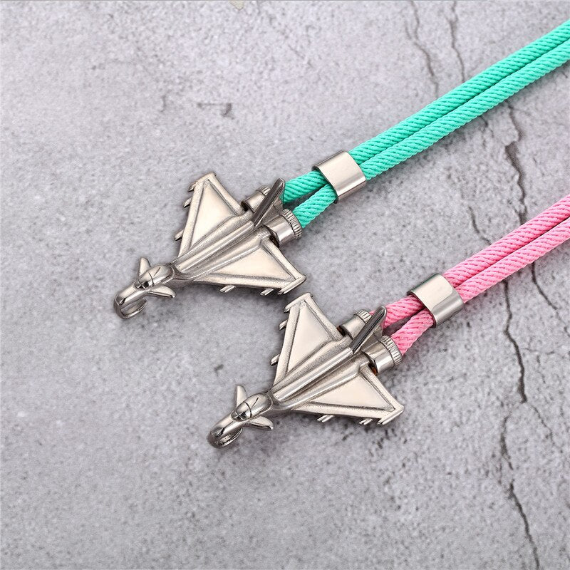 Military Aircraft Designed Leather Rope Bracelets