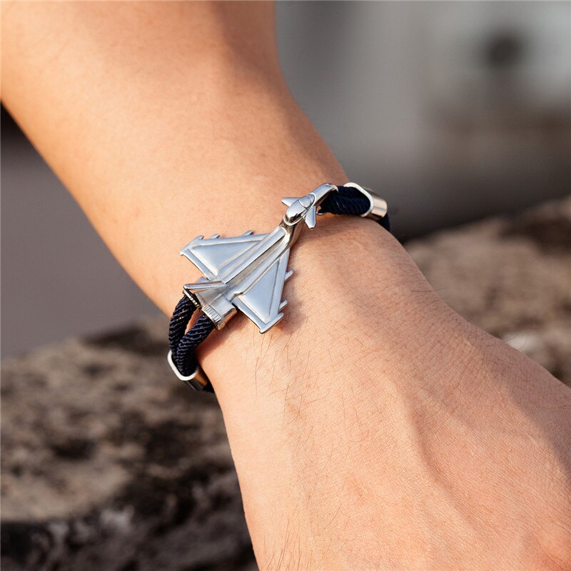 Military Aircraft Designed Leather Rope Bracelets