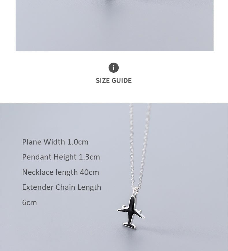 Authentic 925 Sterling Silver Airplane Shape Necklace