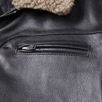 Thumbnail for Genuine Leather Removable Fur Collar Aviator Jacket