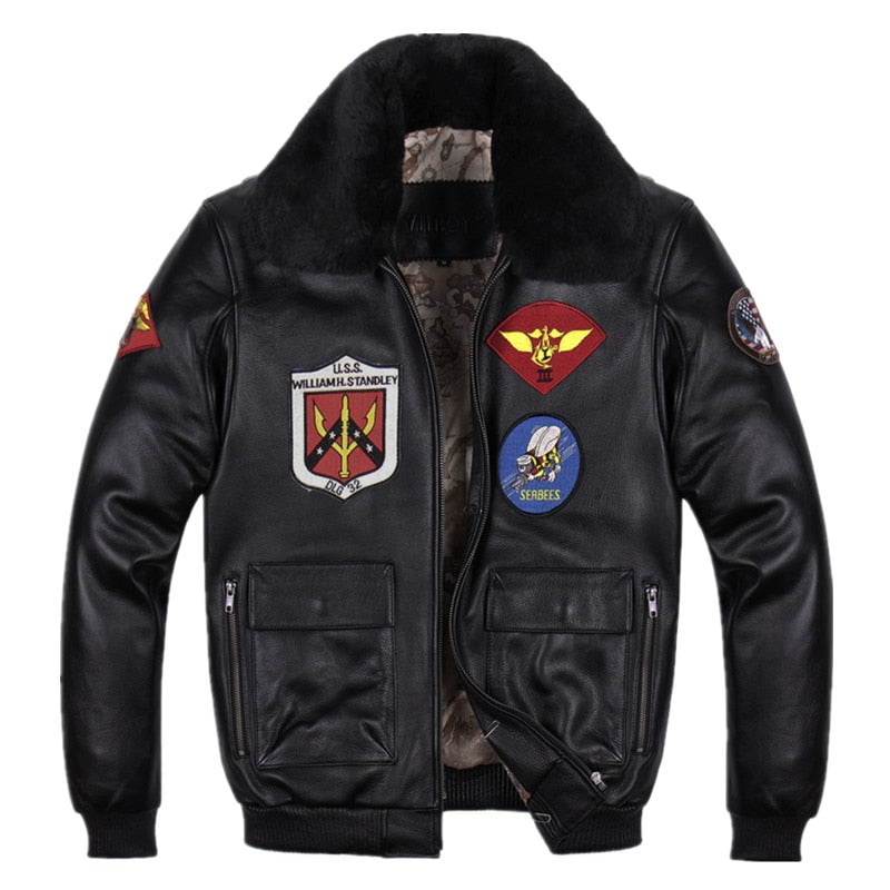 Super Cool Black Genuine Leather Air Force Pilot Jacket
