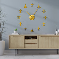 Thumbnail for Airplane Shapes Acrylic Mirror Effect Sticker Wall Clock