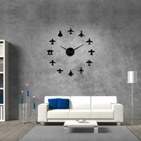 Thumbnail for Airplane Shapes Acrylic Mirror Effect Sticker Wall Clock