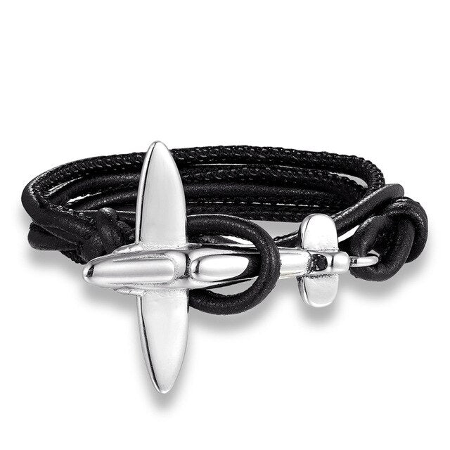 (Edition 3) Small Airplane Designed Leather Bracelets