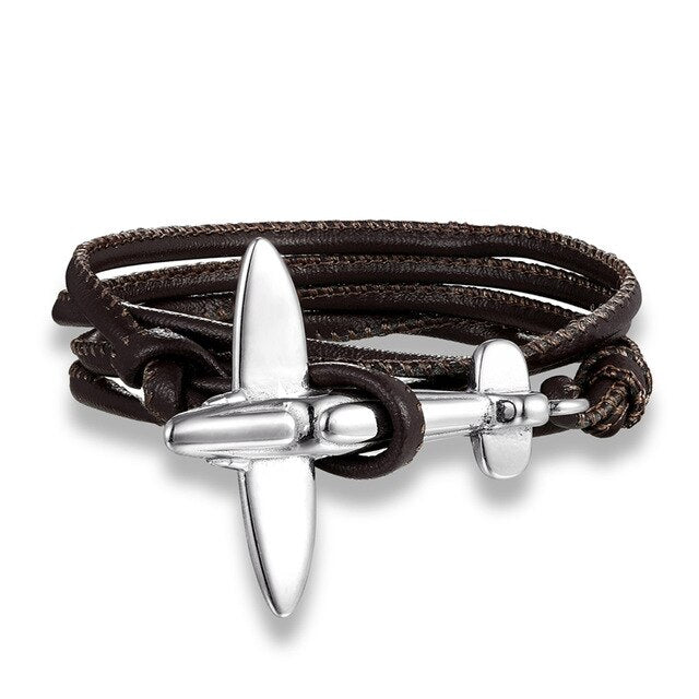 (Edition 3) Small Airplane Designed Leather Bracelets