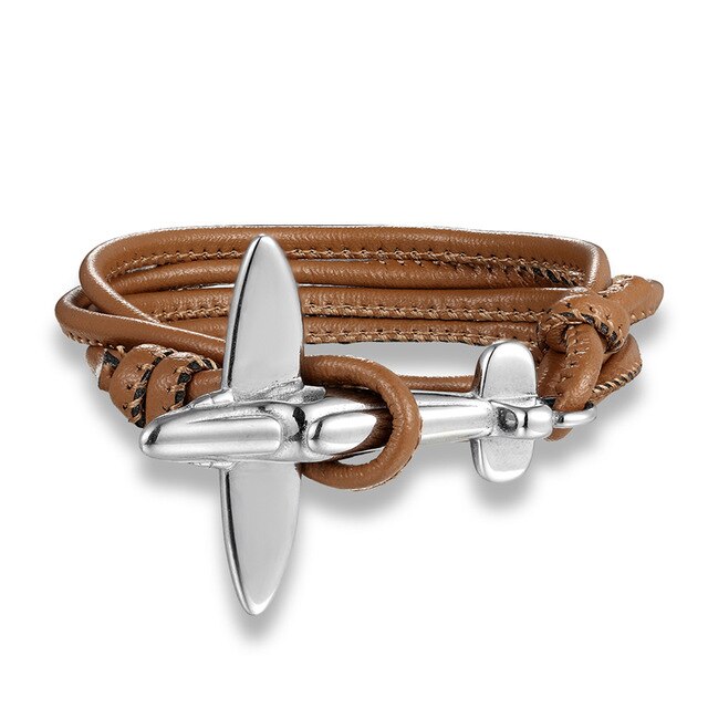 (Edition 3) Small Airplane Designed Leather Bracelets